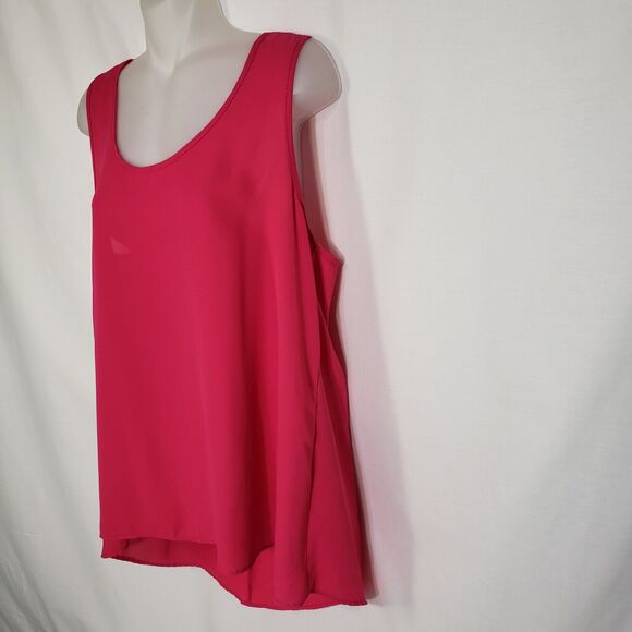 Maurices Womens Top Large Pink Sleeveless Bow Hi Low Scoop Neck Blouse Polyester - Picture 5 of 9